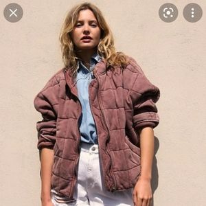 Free People Quilted Dolman Jacket in size Small ; cherry cola
